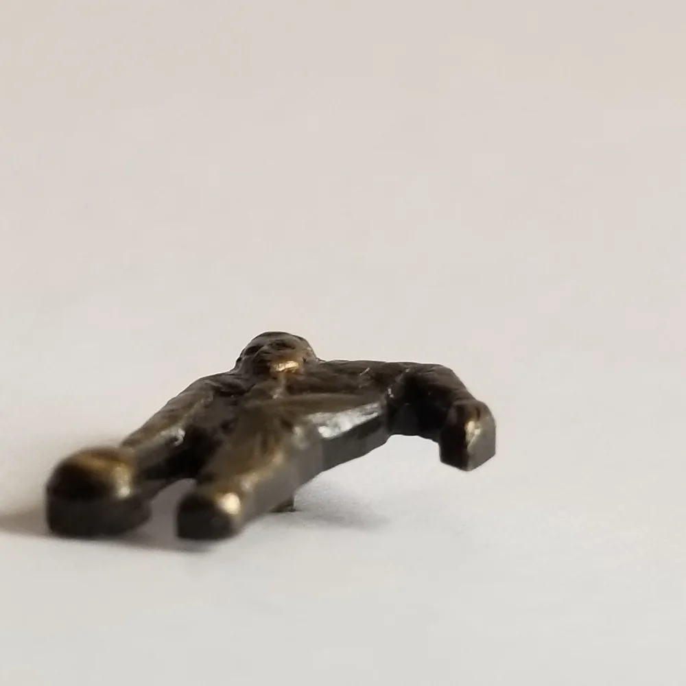 Vintage bowler pin tiny bowling man bronze - gold tone bowl brooch